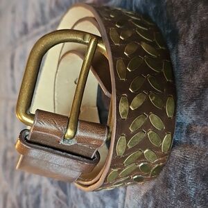 Boho Grunge Brown & Brass Studded  Belt, M, Y2k, Indie Sleaze, FAIR COND.